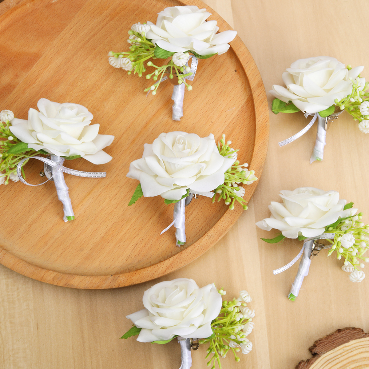 Men'S Grooming For Marriage - 6PCS/set Boutonniere for Men Groom Rose