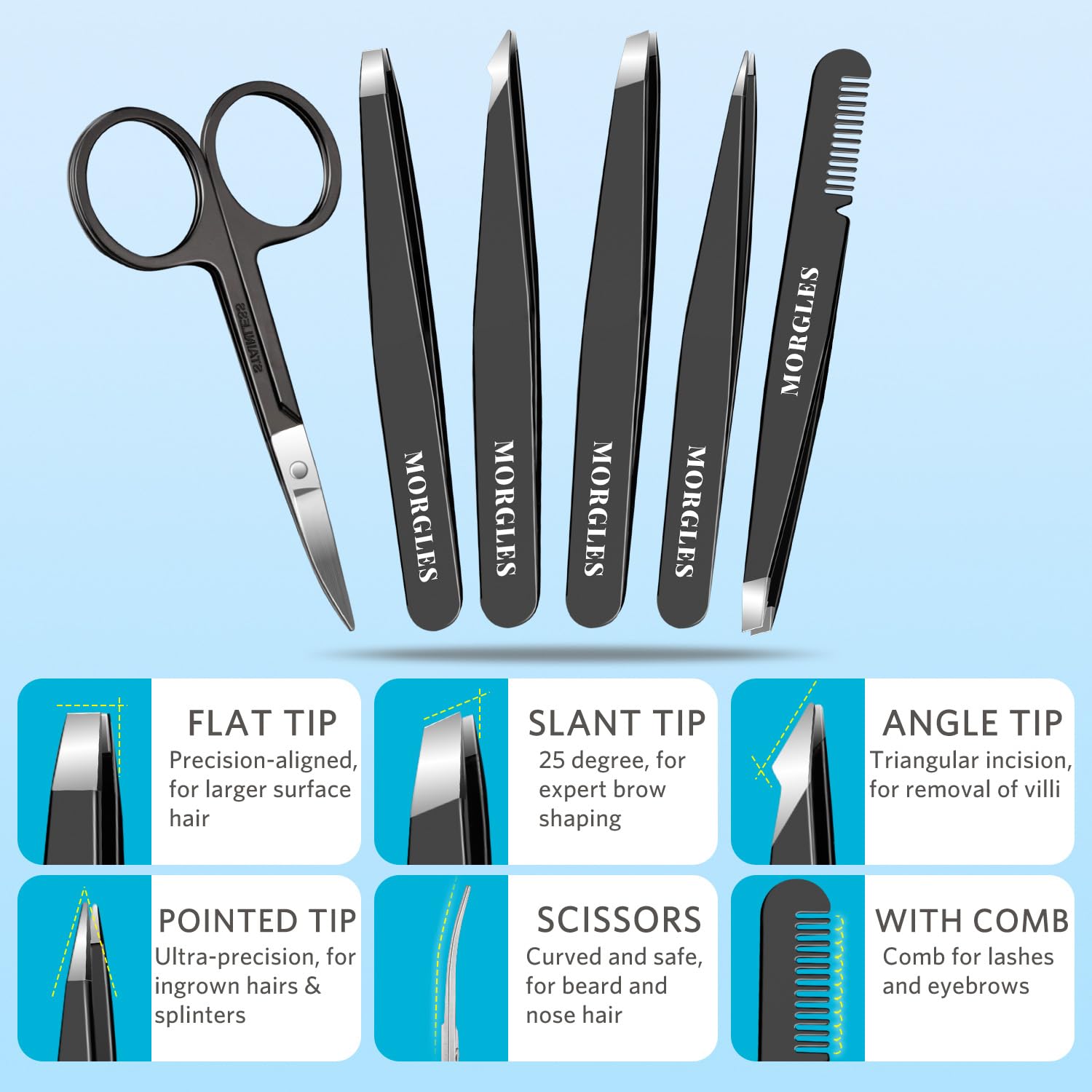 9-Piece Stainless Steel Tweeze - Men'S Grooming Images のレビューと価格