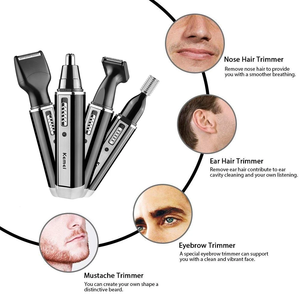 Kemei rechargeable electric al - Men'S Grooming Nose And Ear のレビューと価格