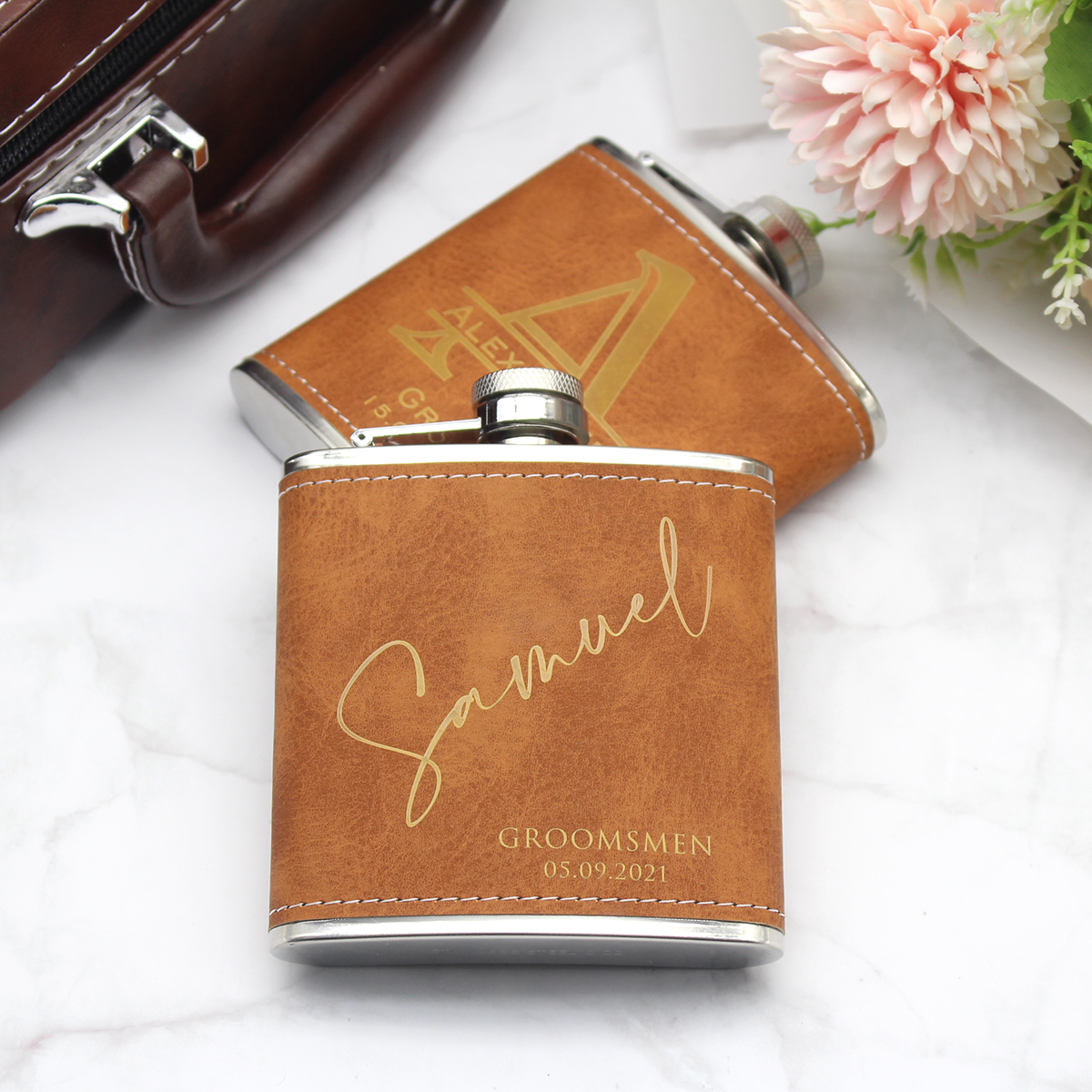 Personalized Flask 6oz Leather - Men'S Grooming House のレビューと価格