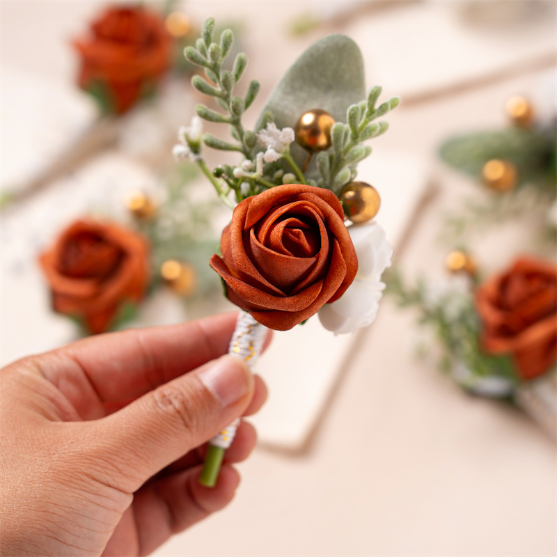 Burnt Orange Boutonniere Groom - Men'S Grooming For Marriage のレビューと価格