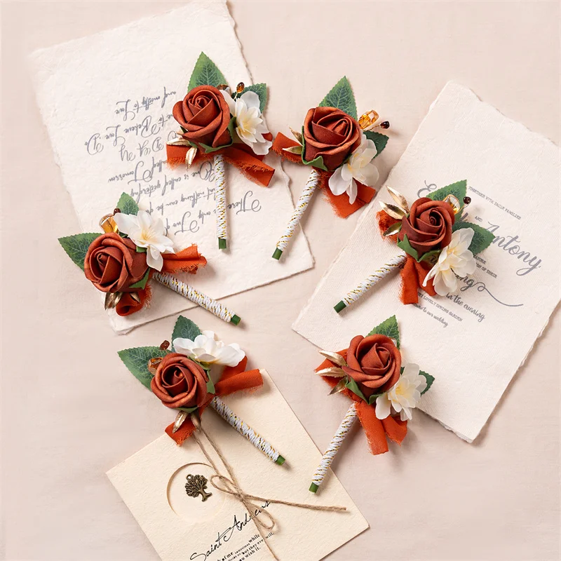 Burnt Orange Boutonniere Groom - Men'S Grooming For Marriage のレビューと価格
