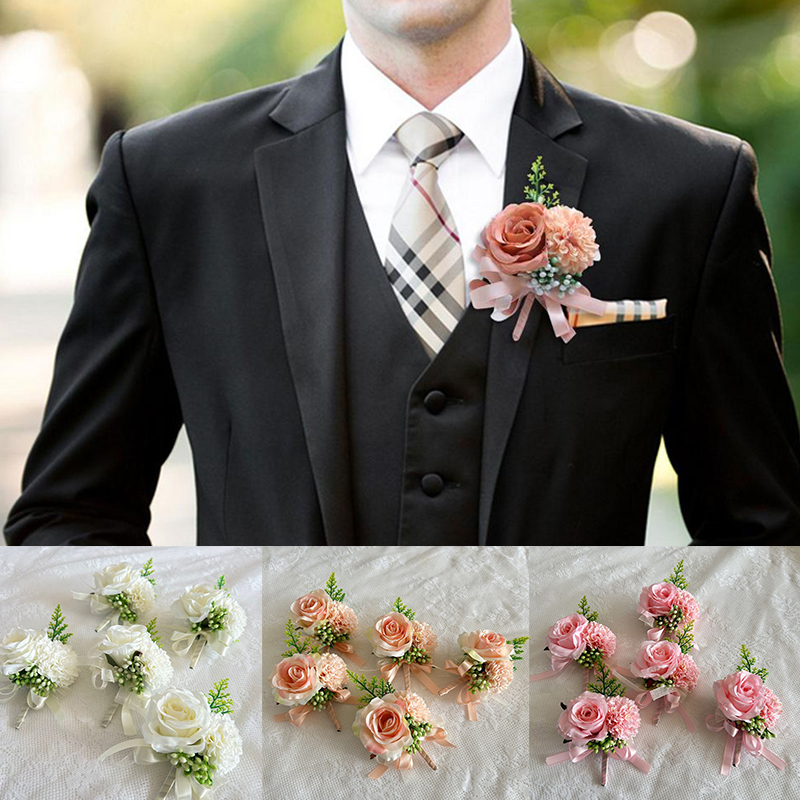 Men Boutonniere Rose Brooches  - Men'S Grooming For Marriage のレビューと価格