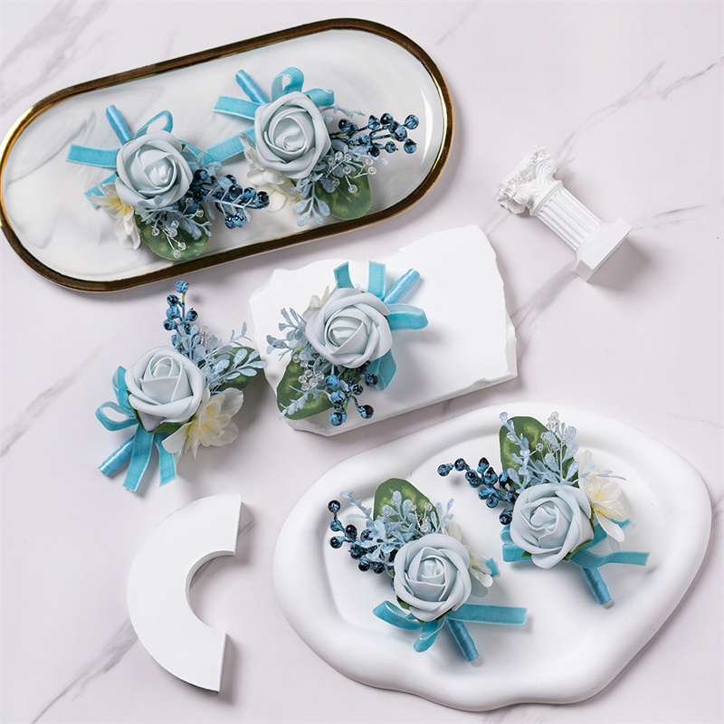Dusty Blue Rose Boutonniere 6  - Men'S Grooming For Marriage のレビューと価格