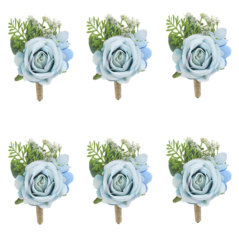 Dusty Blue Rose Boutonniere 6  - Men'S Grooming For Marriage のレビューと価格