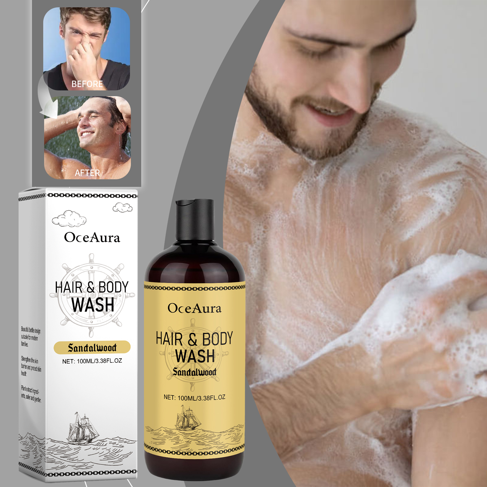OceAura 2-in-1 Shampoo & Body  - Men'S Grooming Gel のレビューと価格