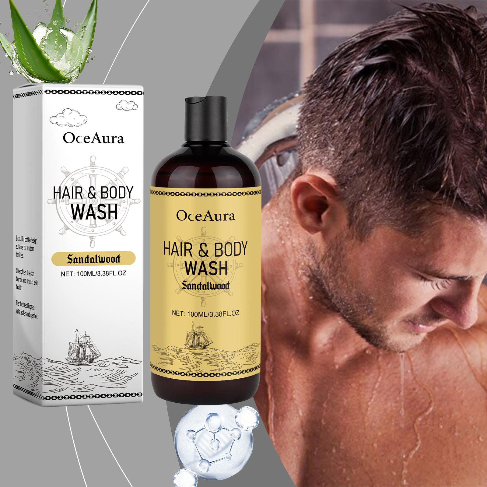 OceAura 2-in-1 Shampoo & Body  - Men'S Grooming Gel のレビューと価格