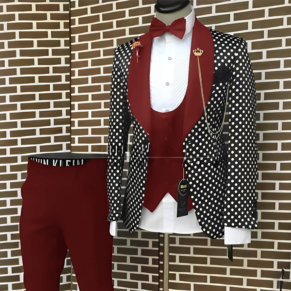Spotted Men's Suit 3 Piece Set - Men'S Grooming Spot のレビューと価格